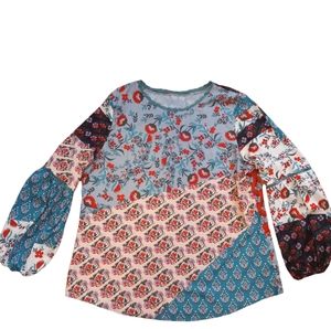 Floral Peasant Top Long Sleeve Size XL